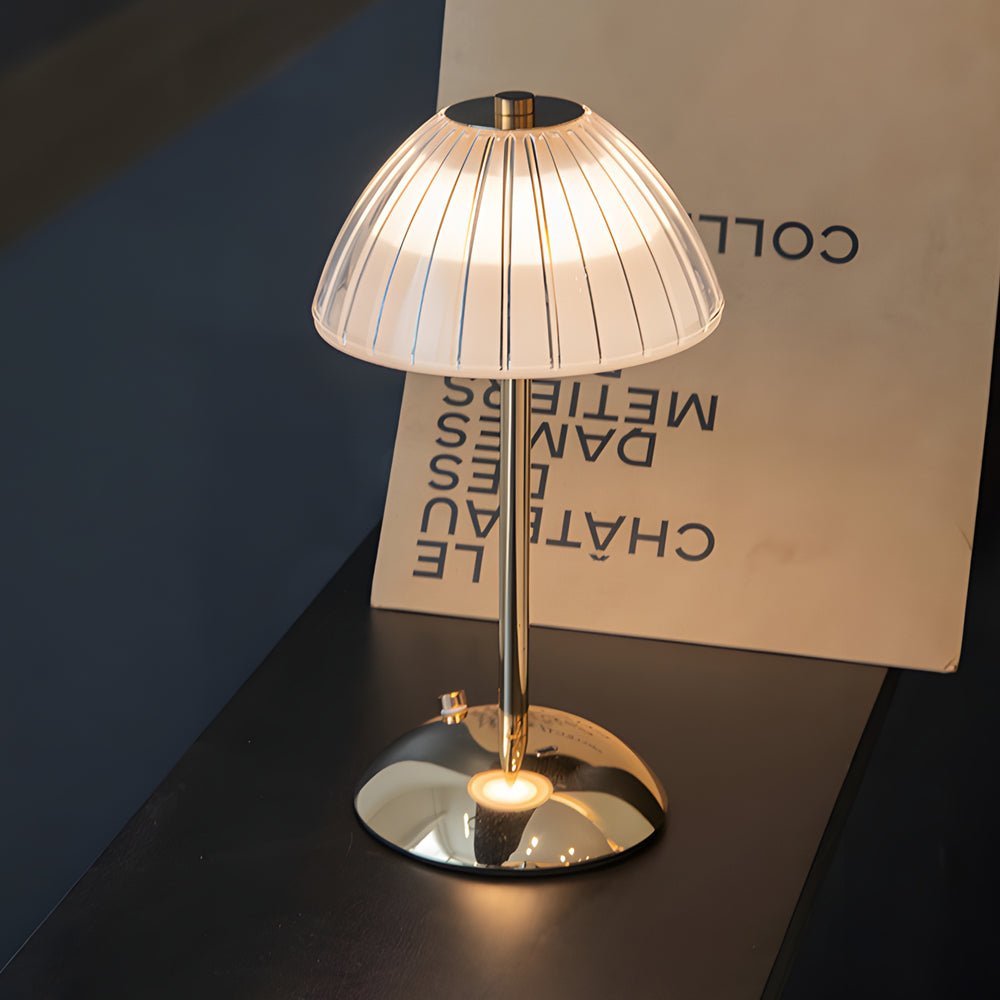 Battery Operated LED Brushed Brass Table Lamp - Modern Metal Lighting for Home Decor