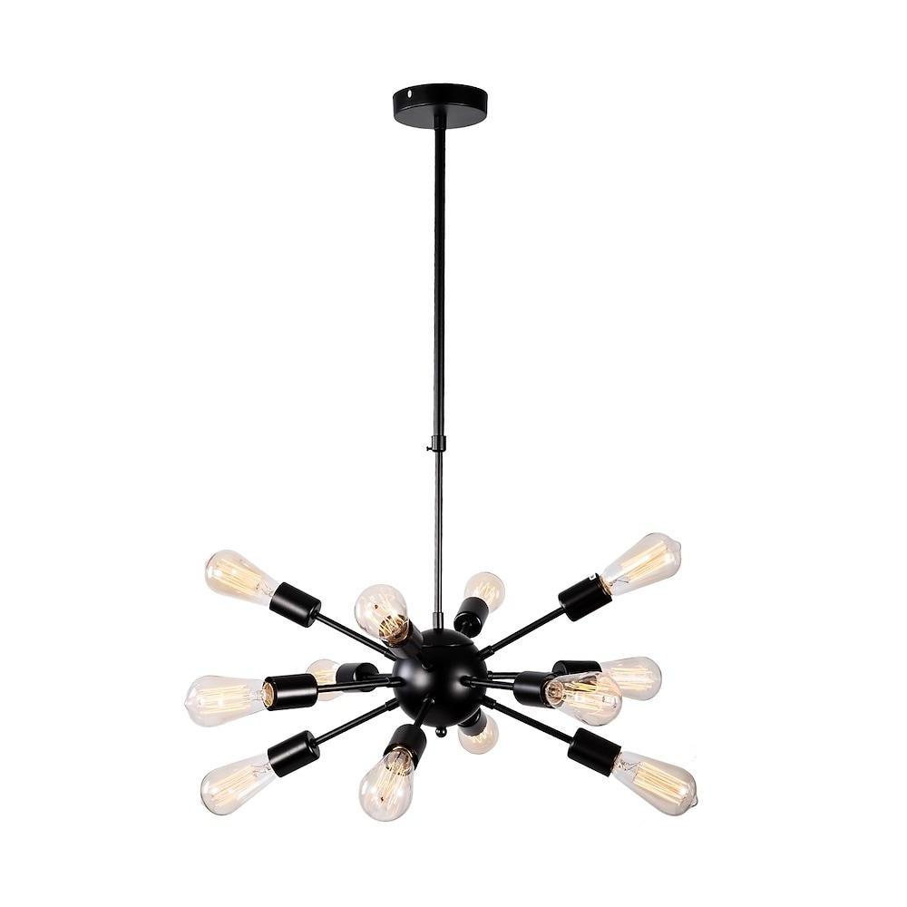 Modern Silver Sputnik Chandelier with 12 Bulbs for Dining Room & Kitchen