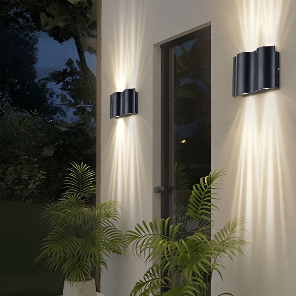 Wavy Aluminum LED Outdoor Up-Down Beam Wall Light