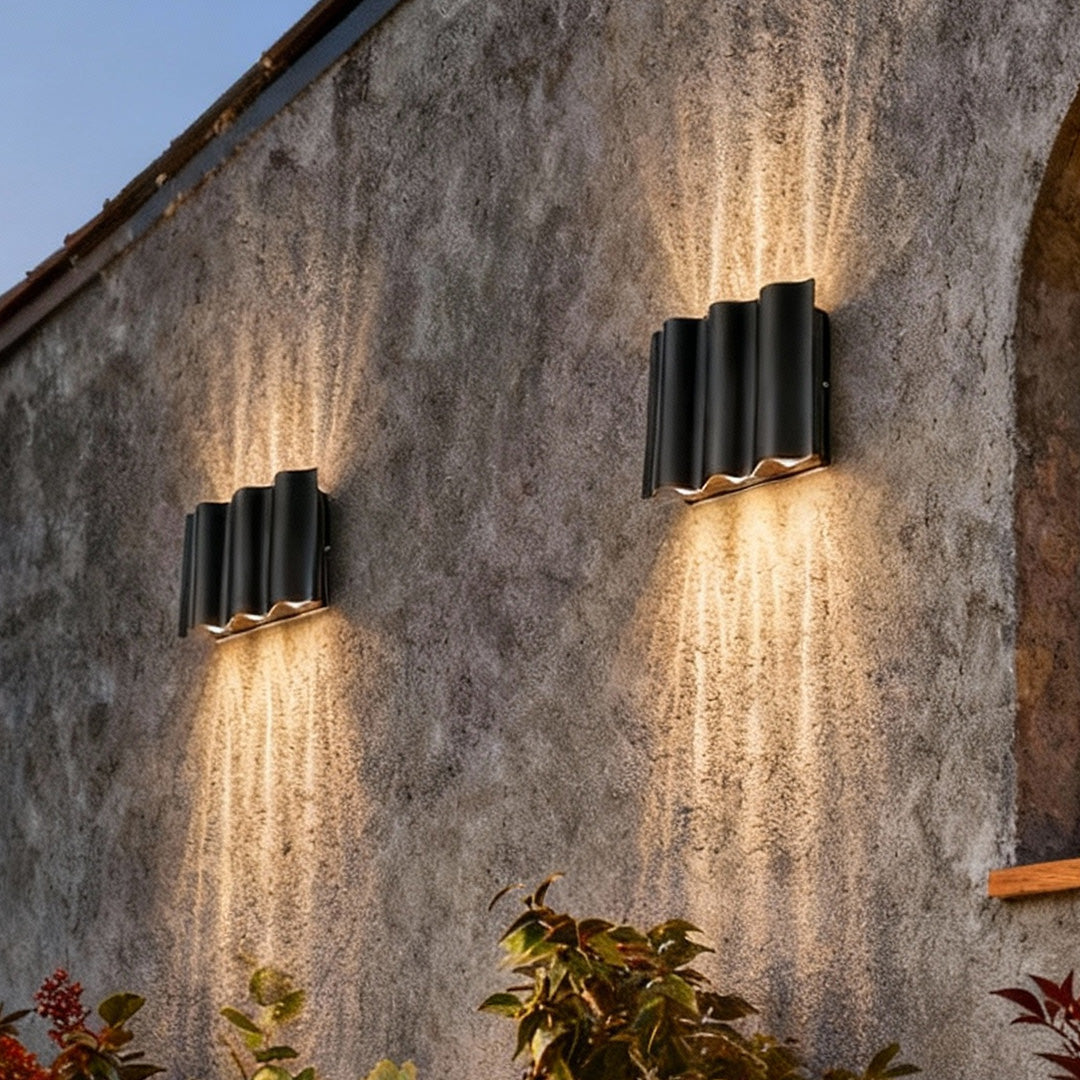 Wavy Aluminum LED Outdoor Up-Down Beam Wall Light