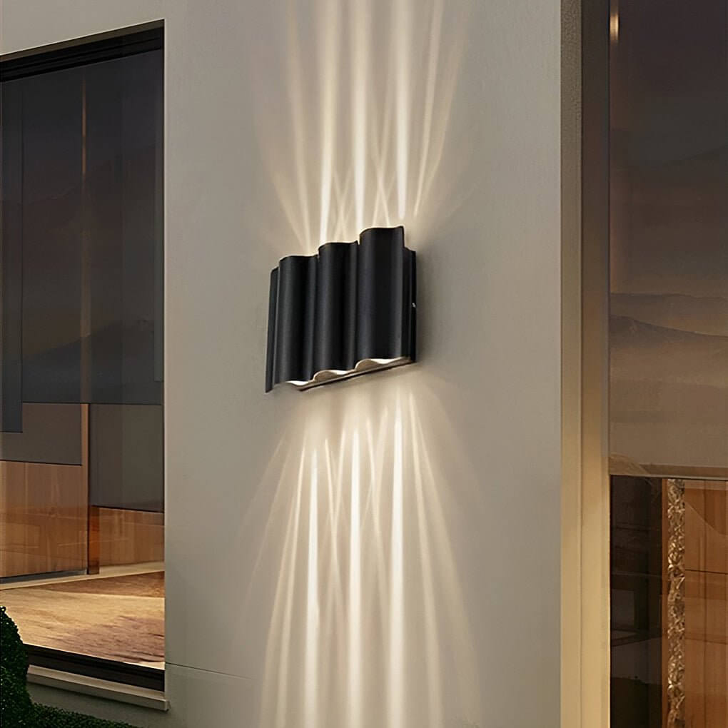 Wavy Aluminum LED Outdoor Up-Down Beam Wall Light
