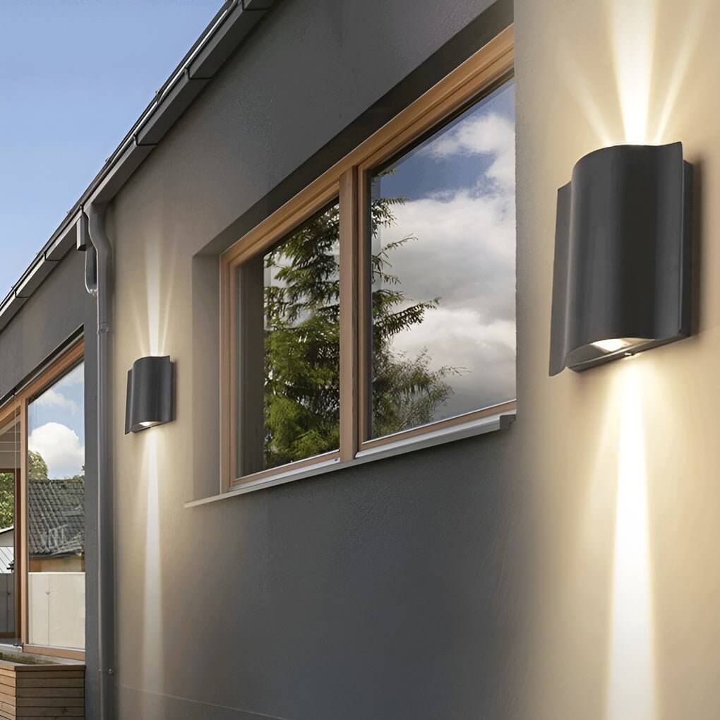 Wavy Aluminum Outdoor LED Up-Down Beam Wall Light