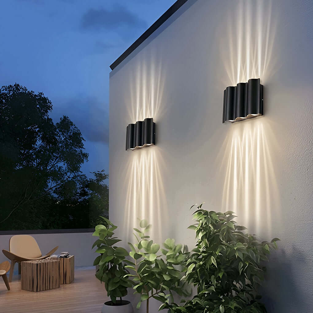 Wavy Aluminum LED Outdoor Up-Down Beam Wall Light