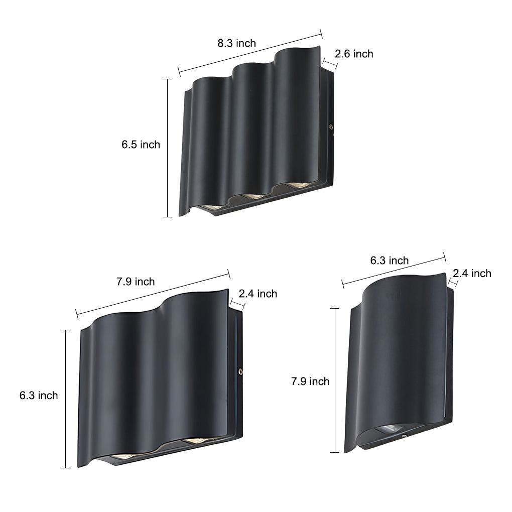 Wavy Aluminum LED Outdoor Up-Down Beam Wall Light