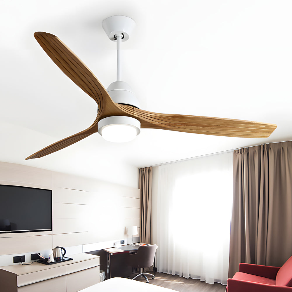 Nordic 52-Inch Wooden Ceiling Fan with Remote Control, 3 Blades, 6 Speeds, Light Fixture