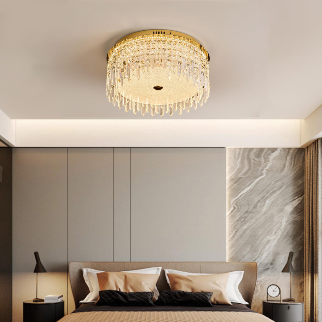 Luxury Crystal Flush Mount Ceiling Light – Modern Metal Fixture
