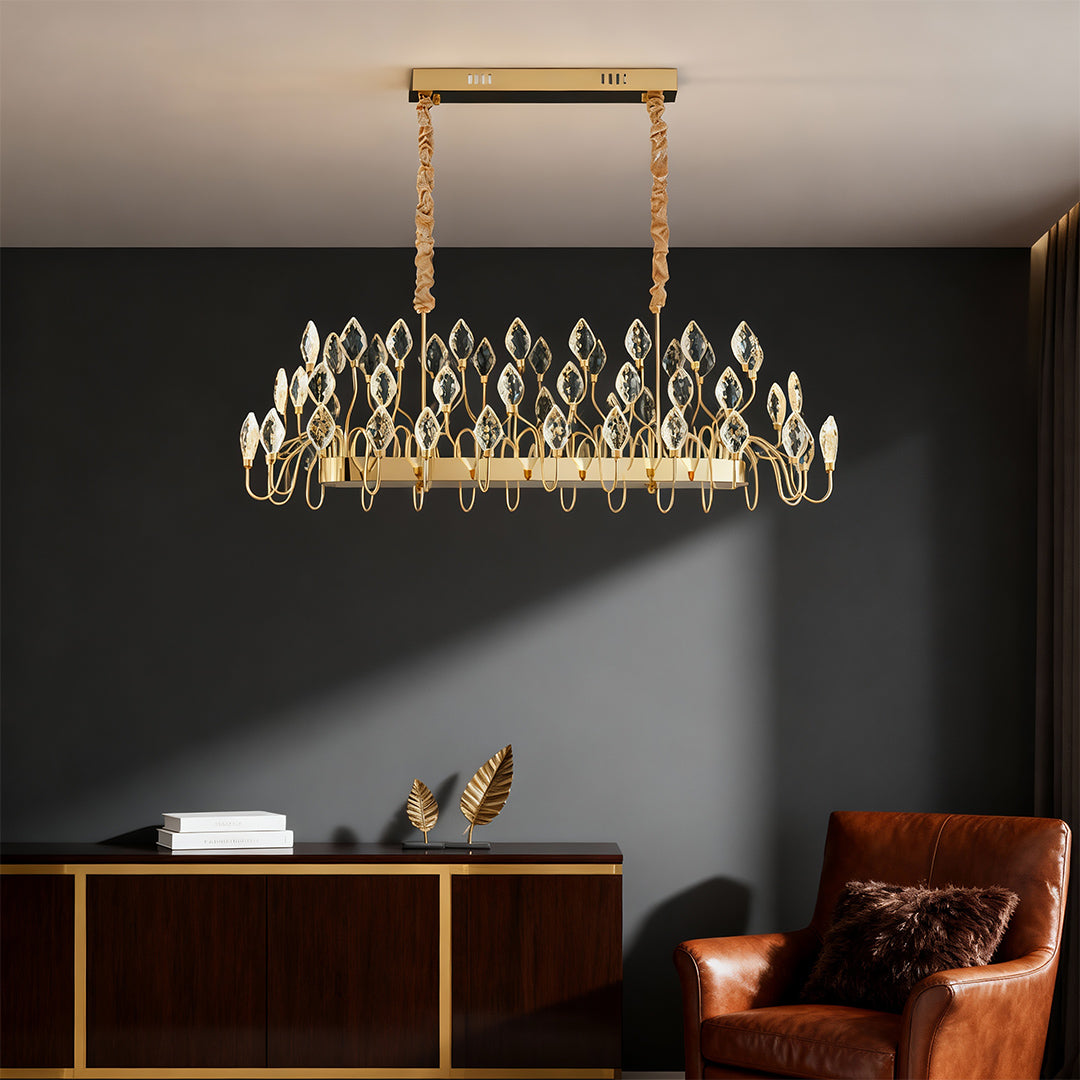 Gold LED Chandelier French Luxury Crystal Ceiling Light