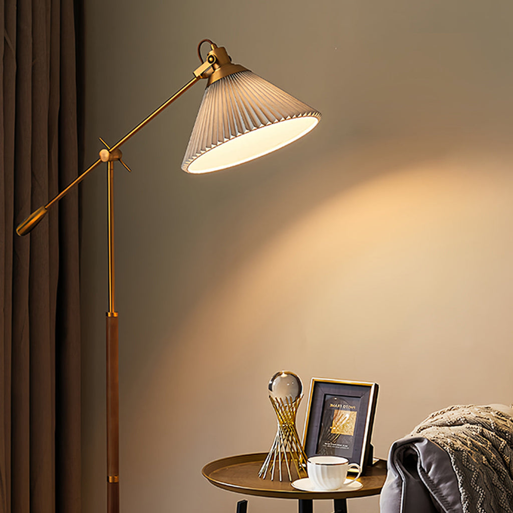 Adjustable Retro Floor Lamp Swing Arm for Bedroom Task Lighting