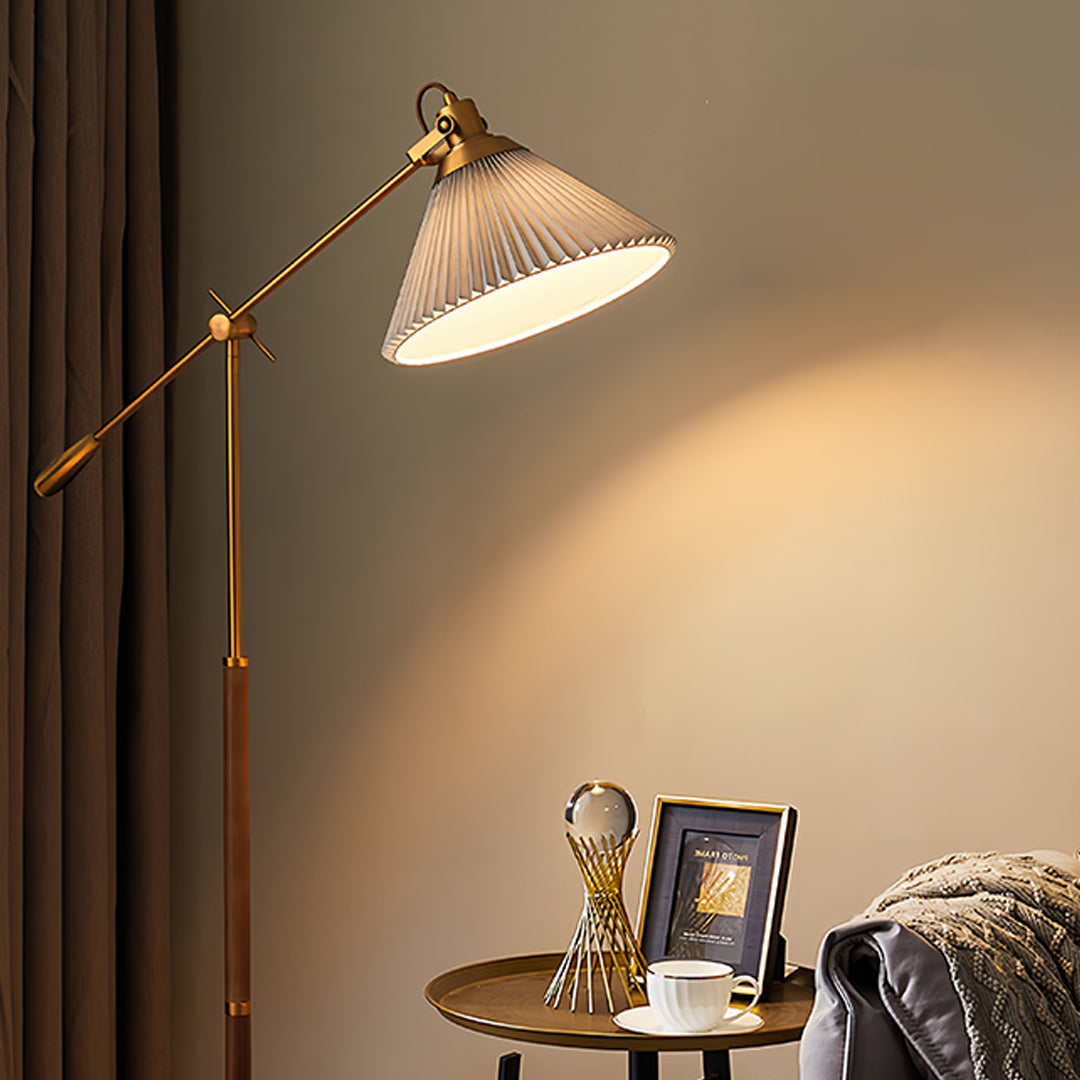 Adjustable Retro Floor Lamp Swing Arm for Bedroom Task Lighting