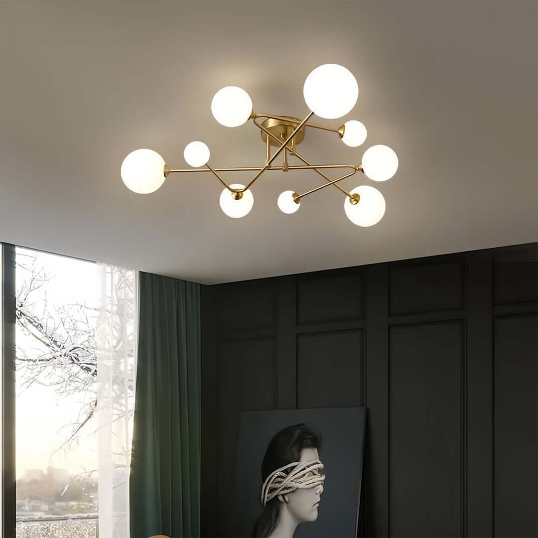 Gold Nordic Semi Flush Mount Magic Bean Ceiling Light