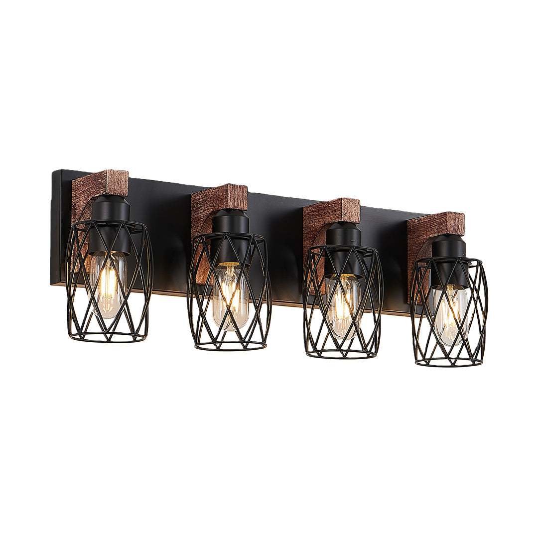 Black Vanity Bathroom Lights Metal Cage Mirror Lamp Industrial Style LED Sconce Lighting for Makeup Dressing Room Wall Fixtures Contemporary Decor Modern Design Galvanized Finish Decorative Lighting for Home Improvement
