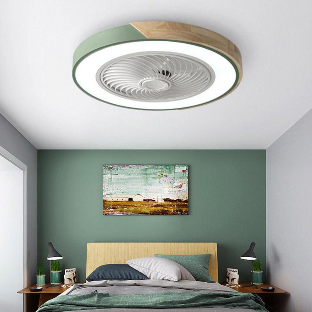 Flush Mount Ceiling Fan with Light Remote LED Bladeless Design