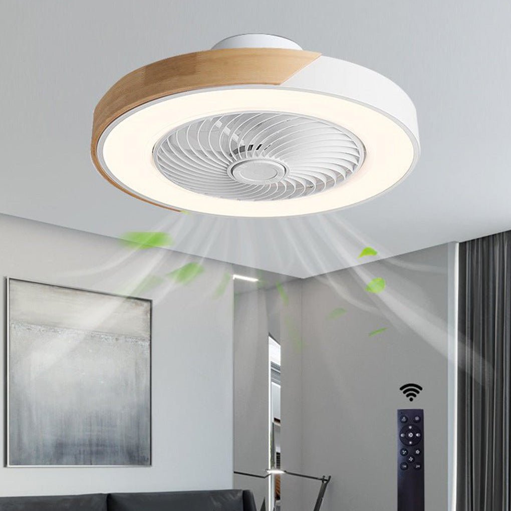 Flush Mount Ceiling Fan with Light Remote LED Bladeless Design
