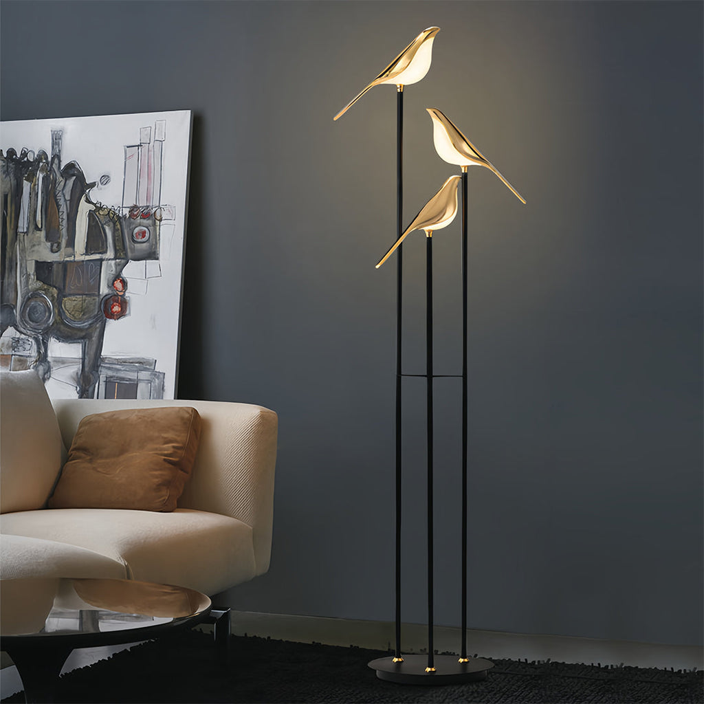 Bird Floor Lamp - 3-Head Contemporary Accent Lamp, Artistic Modern Lighting