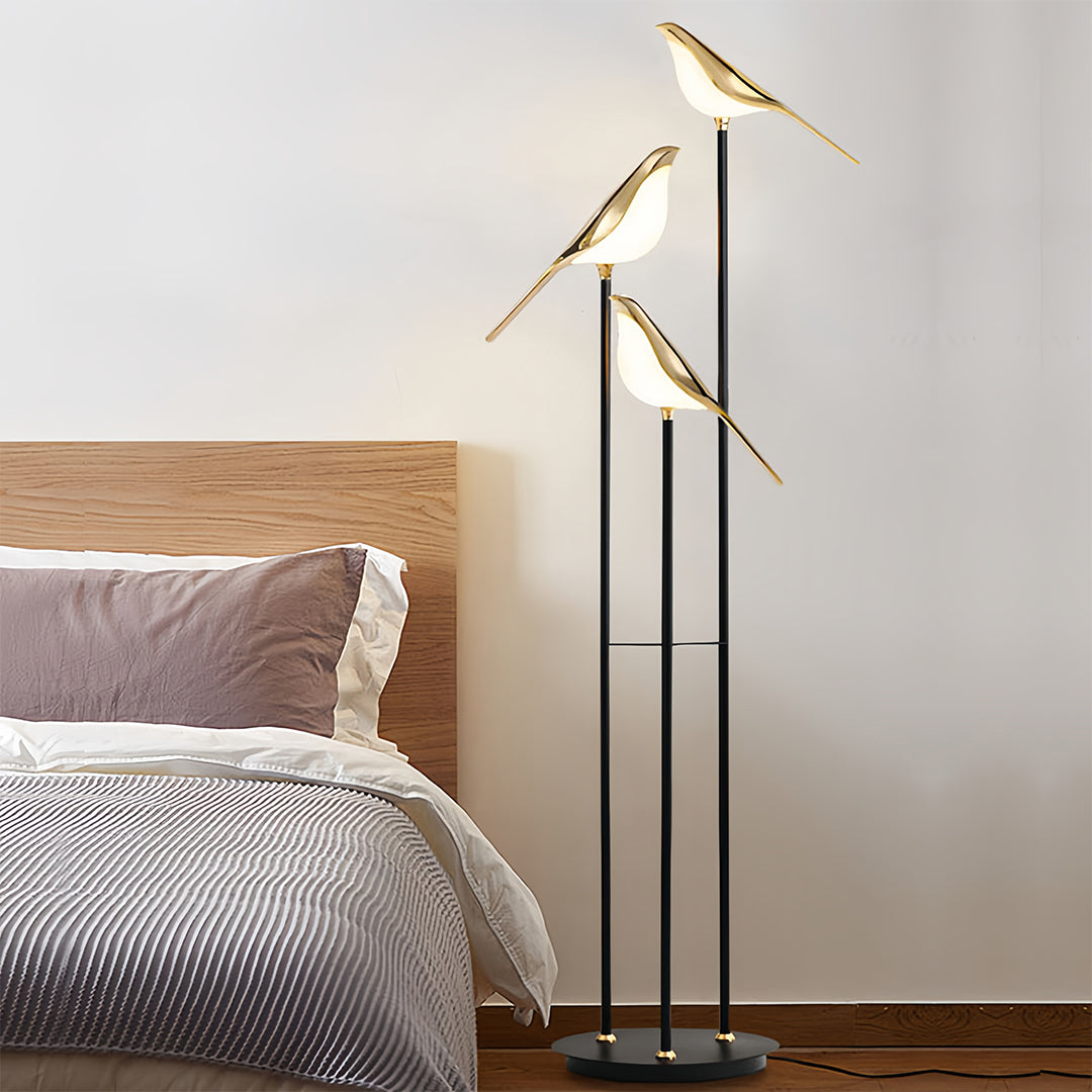 Bird Floor Lamp - 3-Head Contemporary Accent Lamp, Artistic Modern Lighting