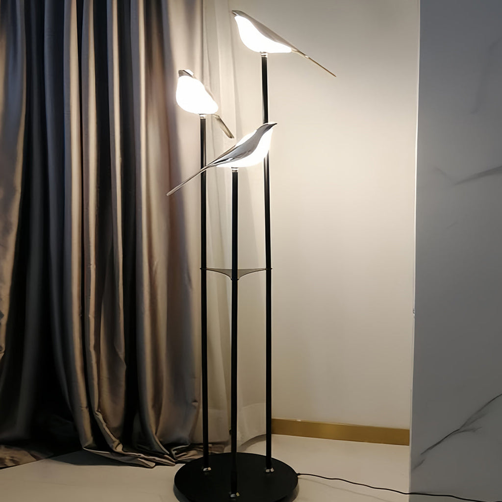 Bird Floor Lamp - 3-Head Contemporary Accent Lamp, Artistic Modern Lighting
