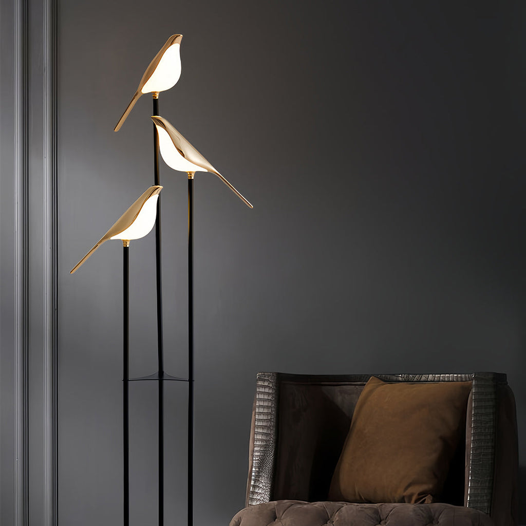 Bird Floor Lamp - 3-Head Contemporary Accent Lamp, Artistic Modern Lighting