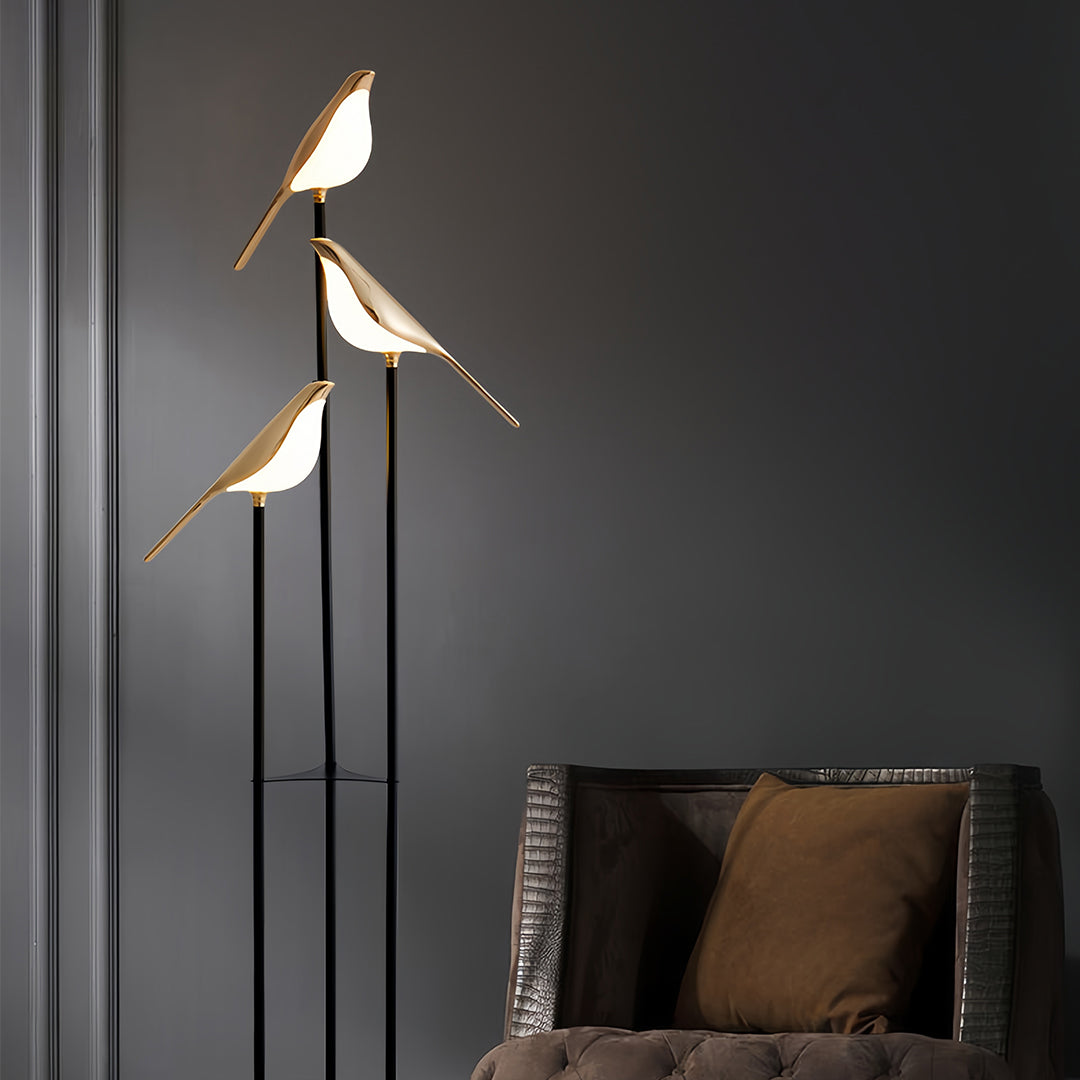 Bird Floor Lamp - 3-Head Contemporary Accent Lamp, Artistic Modern Lighting