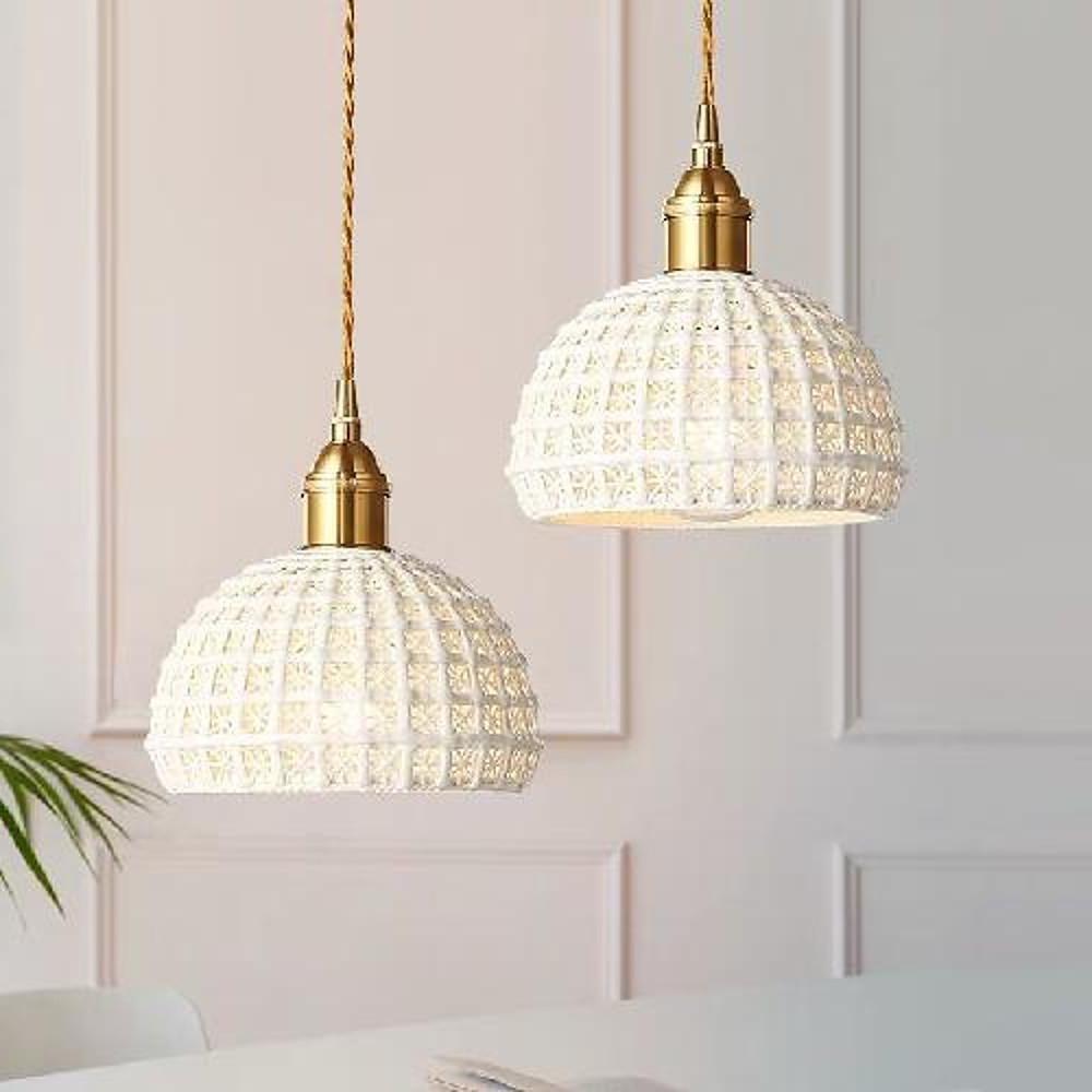 Artistic Semi Globe Copper Pendant Light - Modern Ceramic Lighting