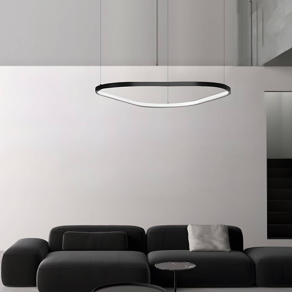Black Triangle Ring Chandelier 1/2/3-Light Modern Pendant Lighting