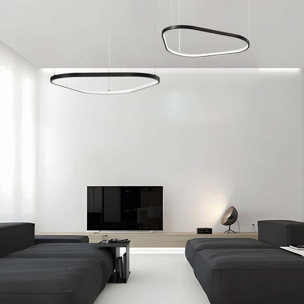 Black Triangle Ring Chandelier 1/2/3-Light Modern Pendant Lighting