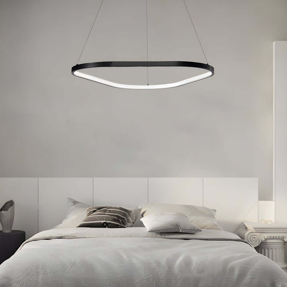Black Triangle Ring Chandelier 1/2/3-Light Modern Pendant Lighting