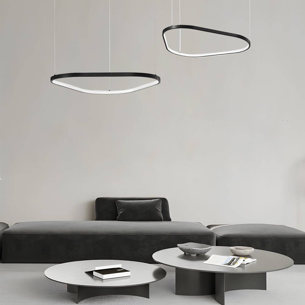 Black Triangle Ring Chandelier 1/2/3-Light Modern Pendant Lighting