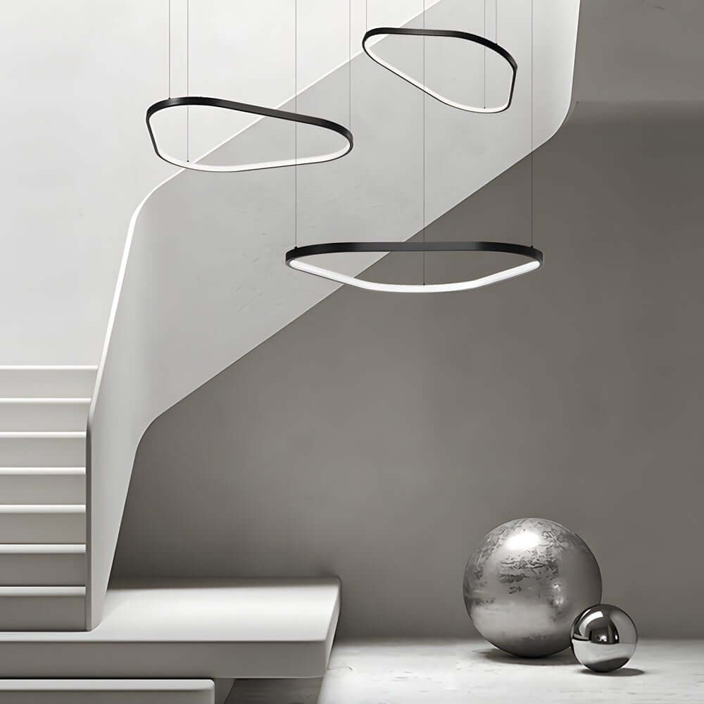 Black Triangle Ring Chandelier 1/2/3-Light Modern Pendant Lighting