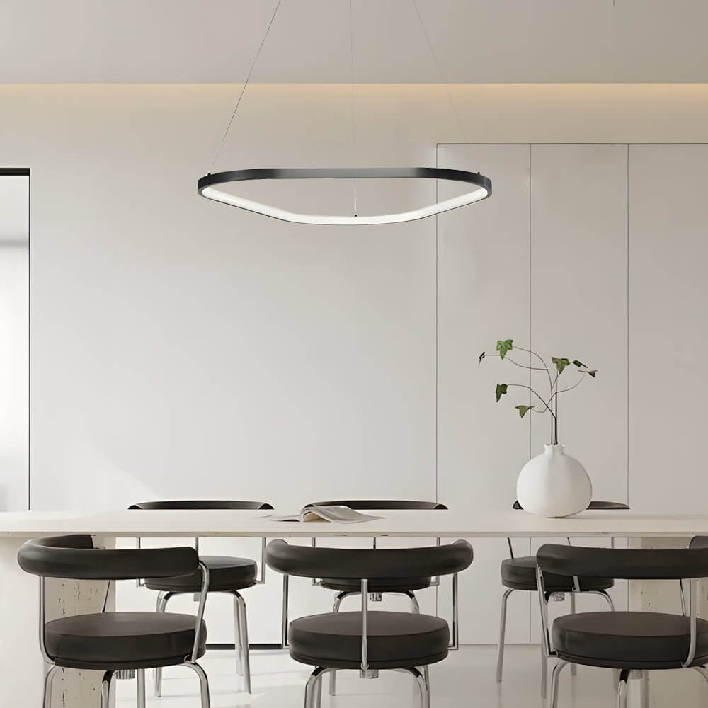Black Triangle Ring Chandelier 1/2/3-Light Modern Pendant Lighting