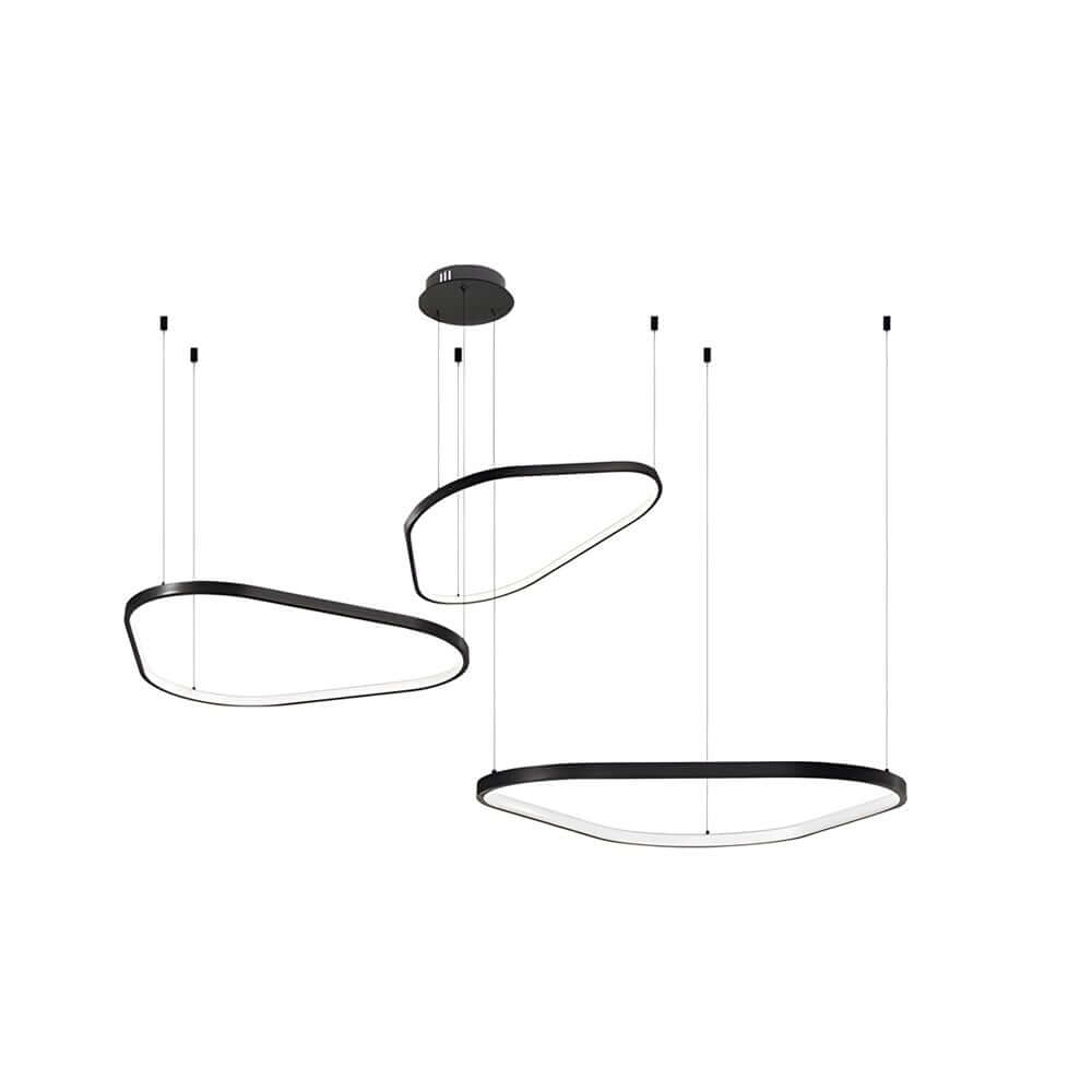 Black Triangle Ring Chandelier 1/2/3-Light Modern Pendant Lighting