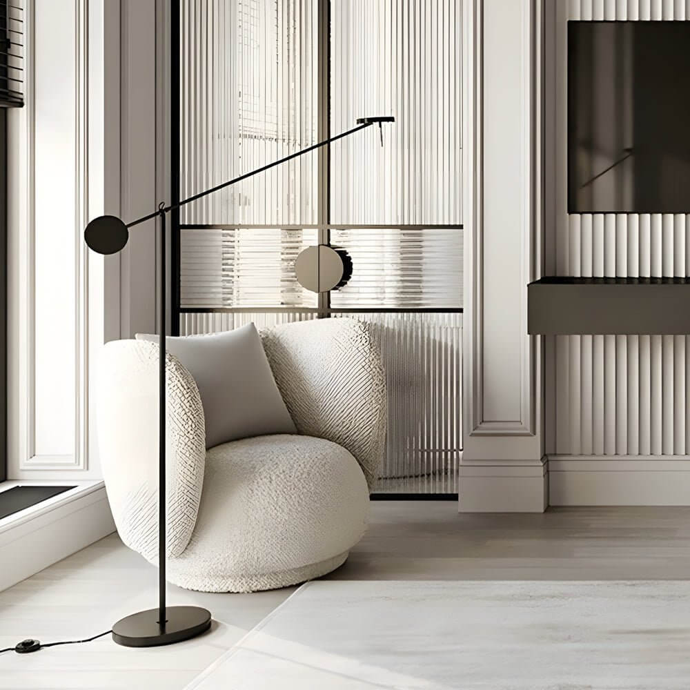 Black Adjustable Arm Invisible LED Floor Lamp - Modern Lighting, Energy-Efficient Design, Sleek & Stylish, Home Decor, Adjustable Brightness