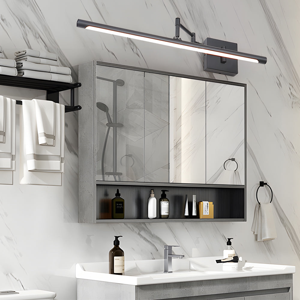 Black Bar Vanity Light - Metal Swing Arm Bathroom Fixture