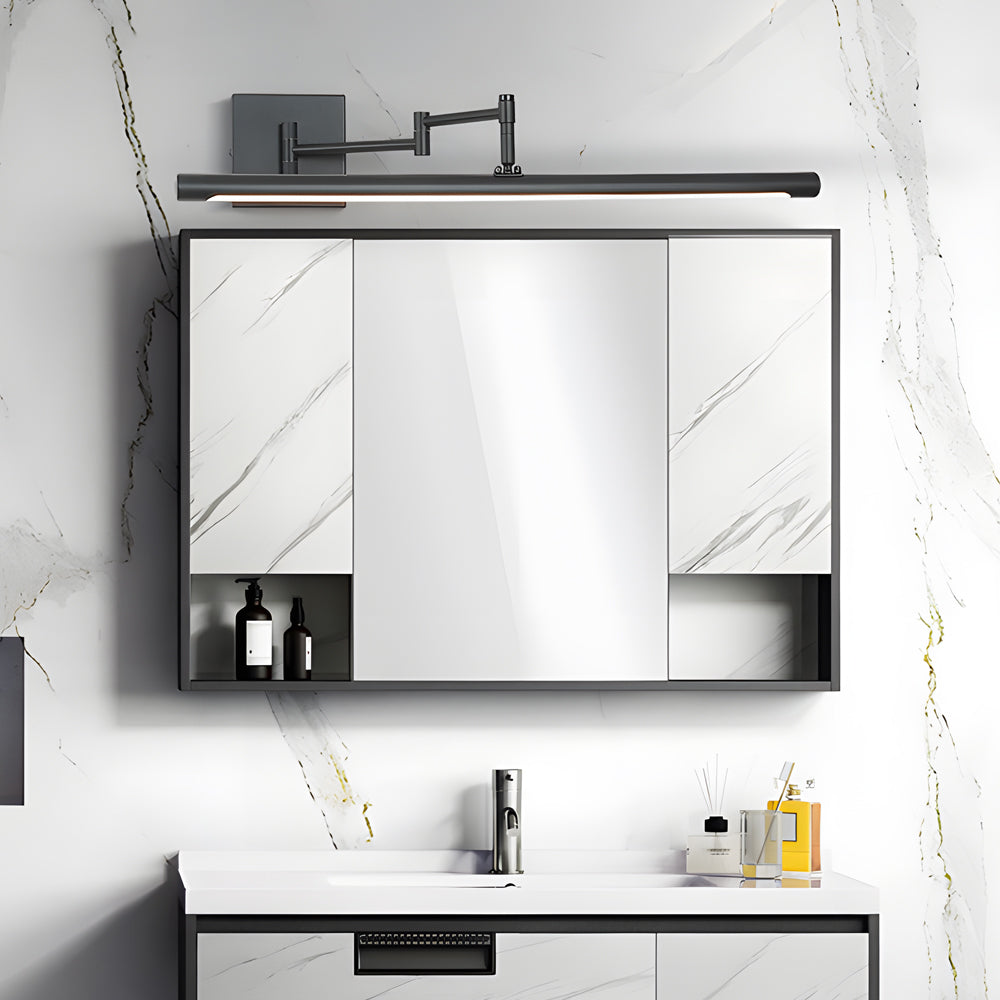 Black Bar Vanity Light - Metal Swing Arm Bathroom Fixture