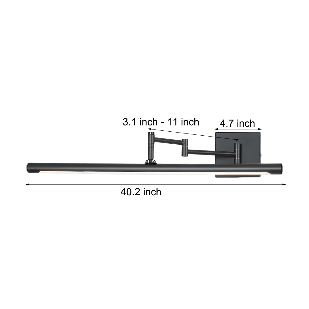 Black Bar Vanity Light - Metal Swing Arm Bathroom Fixture