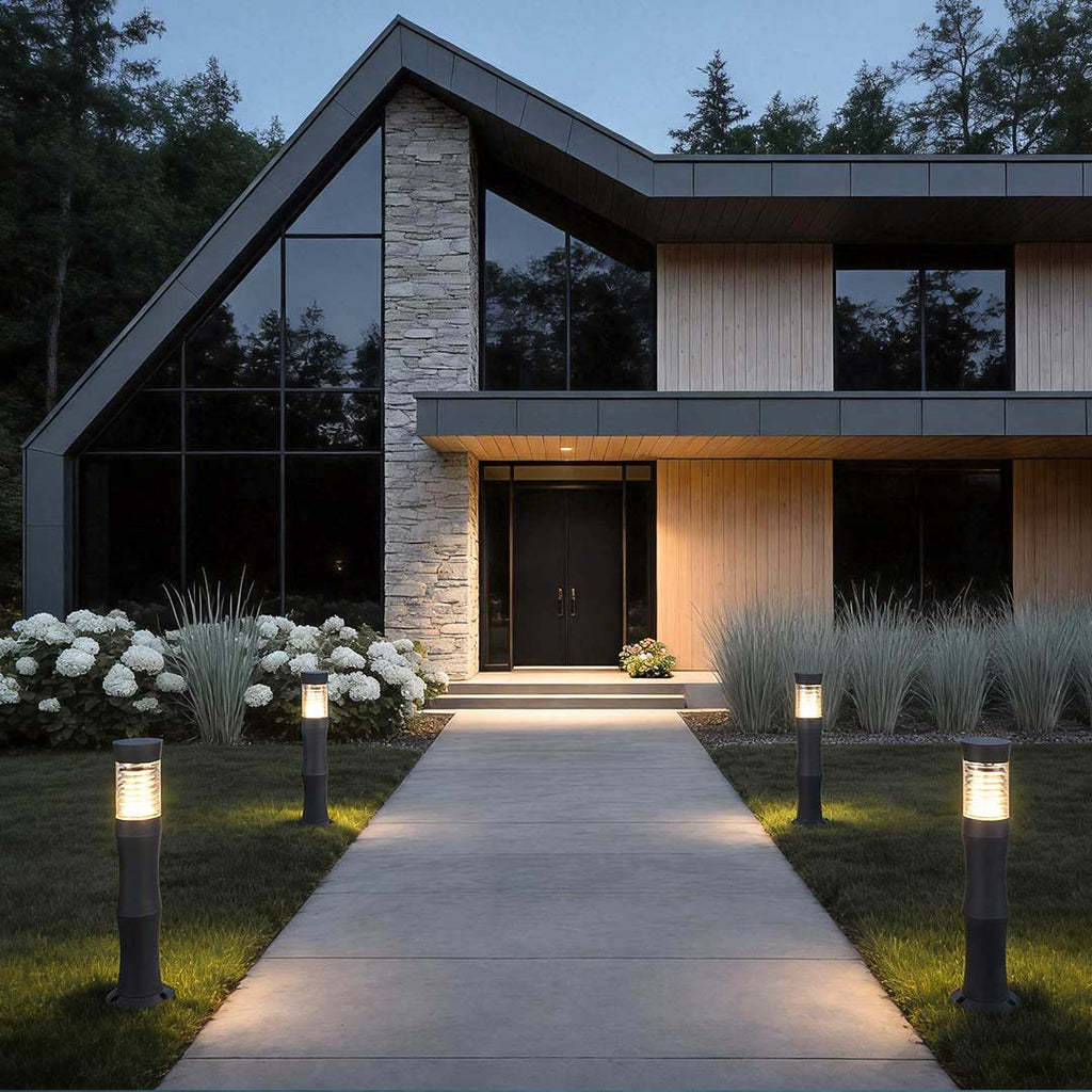 Black Bollard Garden Lights - Modern Minimalist Outdoor Lighting Solutions for Pathways and Landscapes