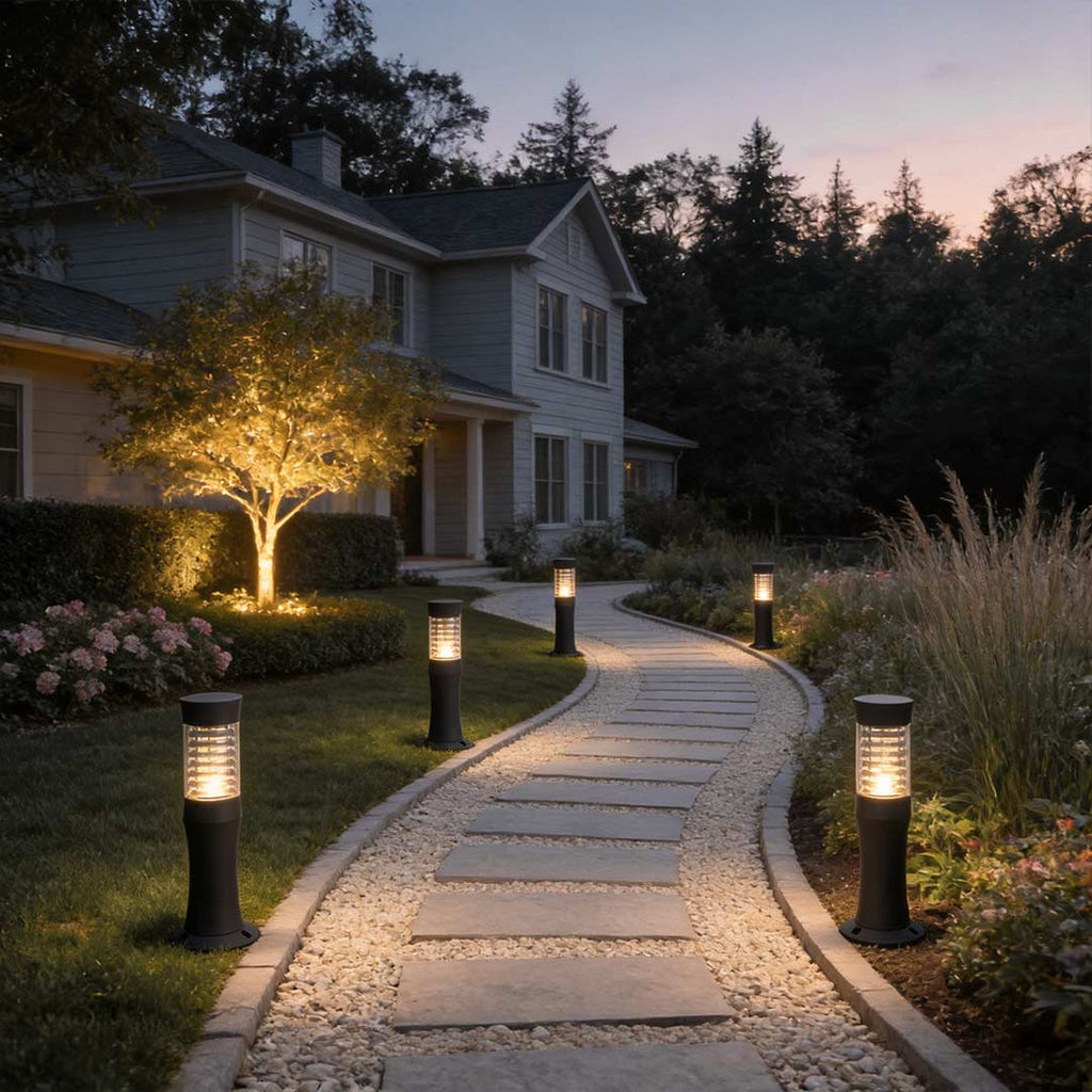 Black Bollard Garden Lights - Modern Minimalist Outdoor Lighting Solutions for Pathways and Landscapes