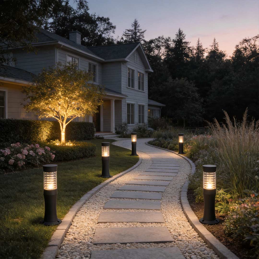 Black Bollard Garden Lights - Modern Minimalist Outdoor Lighting Solutions for Pathways and Landscapes