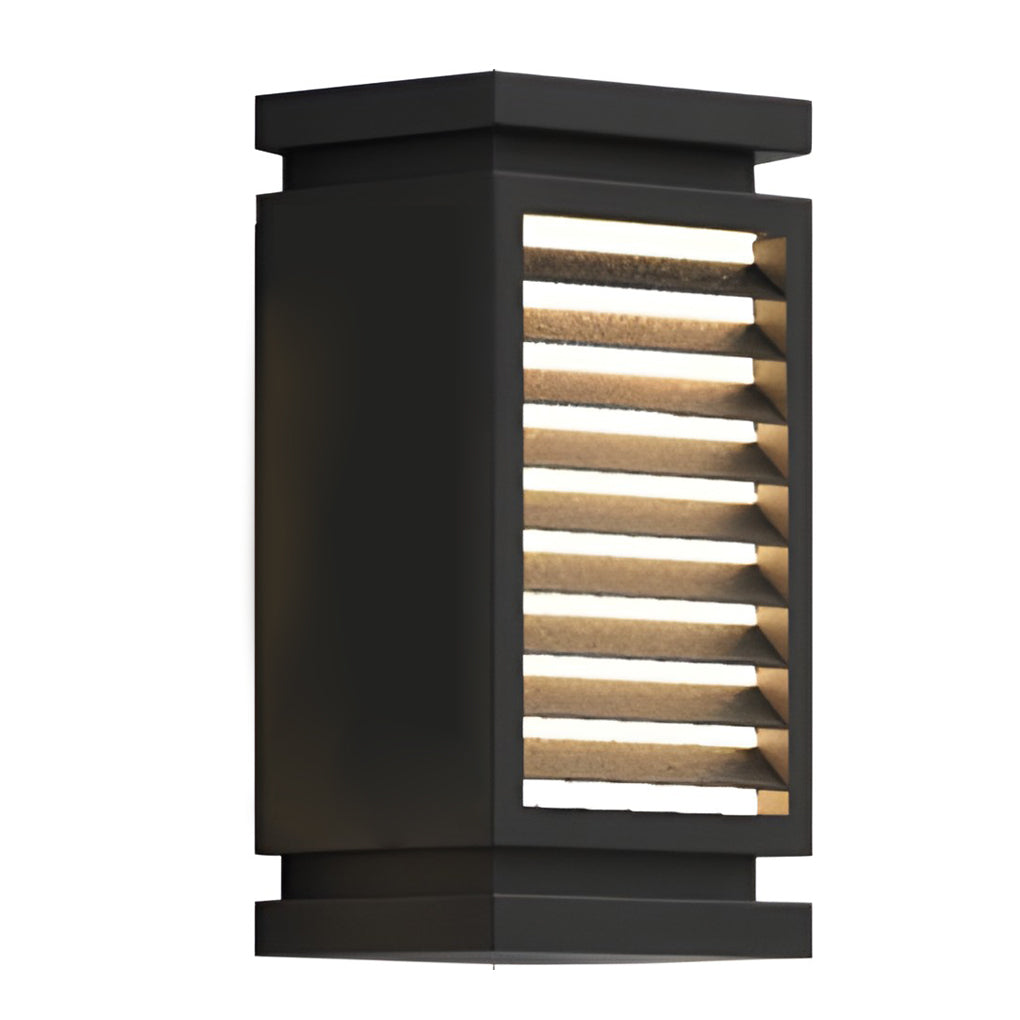 Black Stainless Steel LED Bollard Light - Louvered Outdoor Lighting