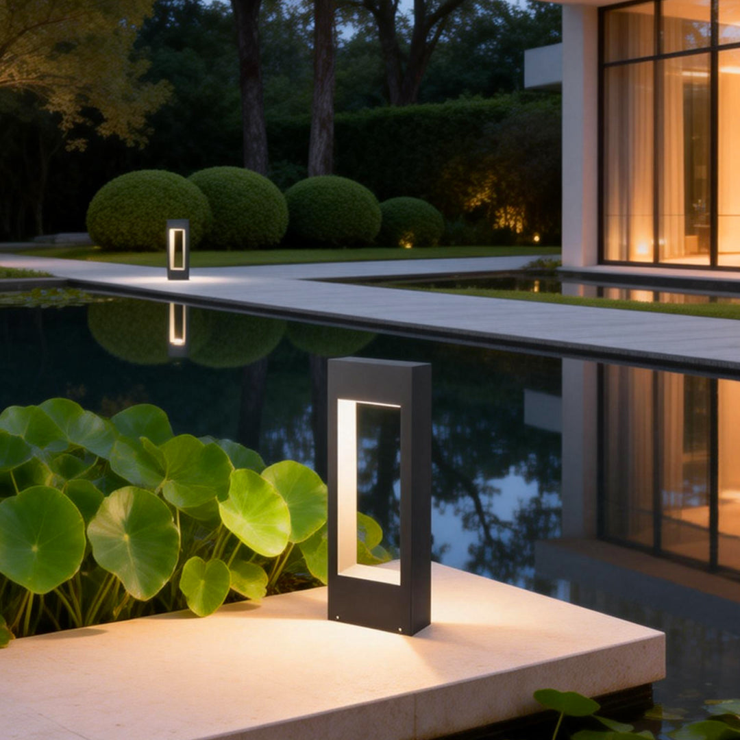 Black Modern Slim Border LED Lawn Light