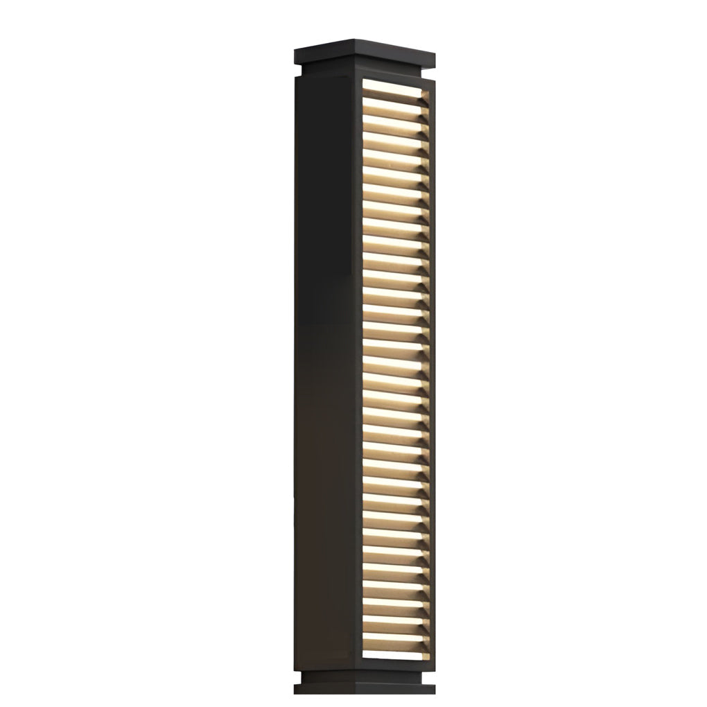 Black Stainless Steel LED Bollard Light - Louvered Outdoor Lighting