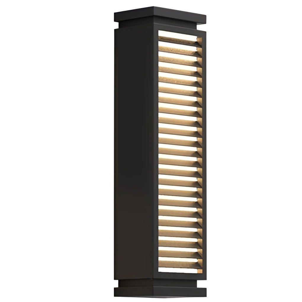Black Stainless Steel LED Bollard Light - Louvered Outdoor Lighting
