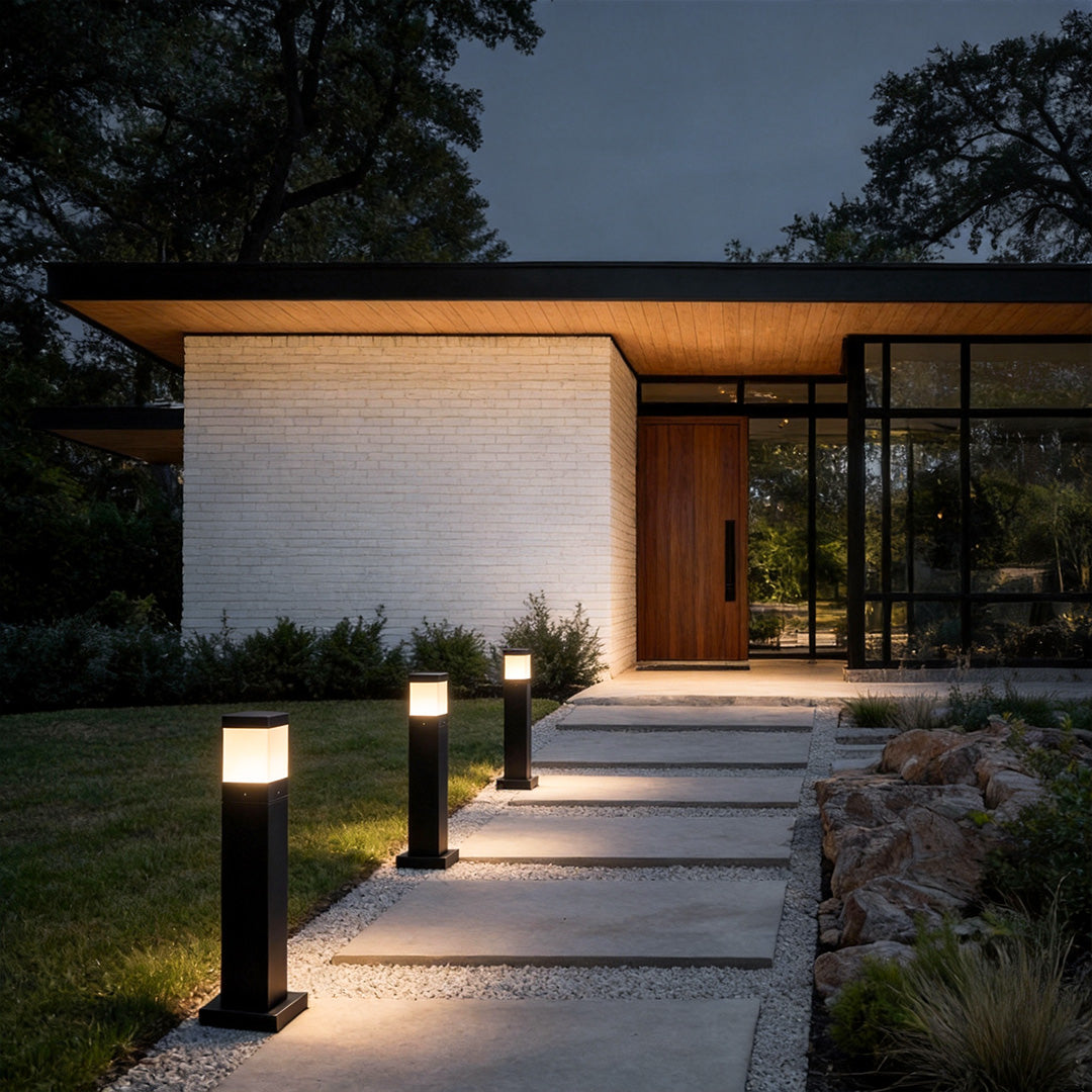 Modern Square Cob Outdoor Bollard Lights for Pathways & Gardens
