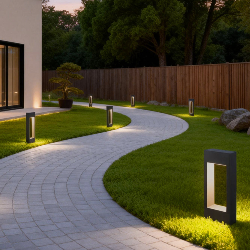 Black Modern Slim Border LED Lawn Light