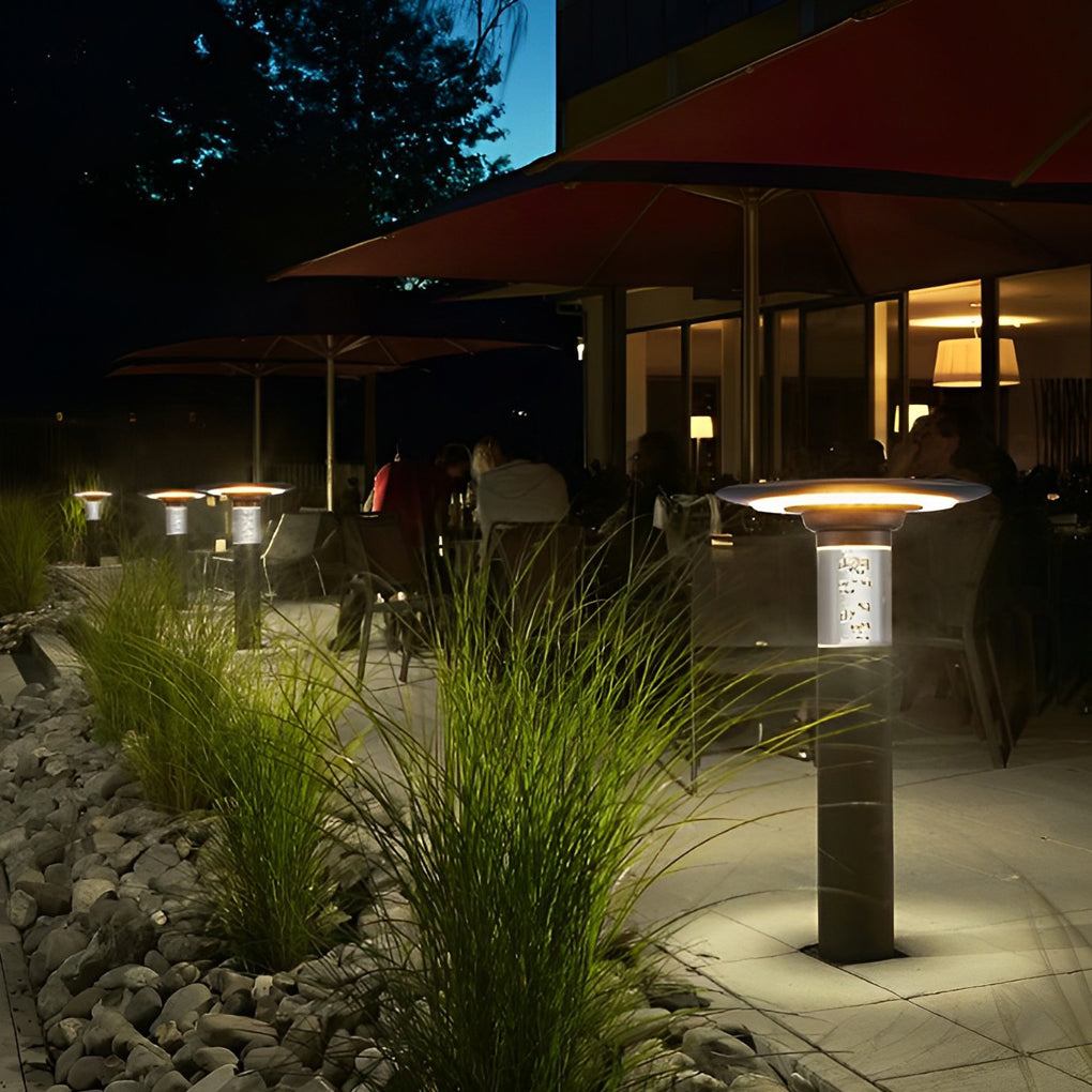 Black Brass Solar Path Lights - Round Top Disc & Bubble Design