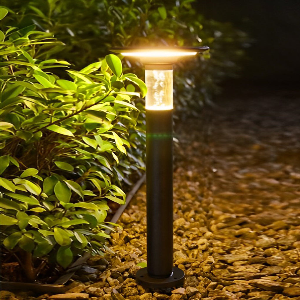 Black Brass Solar Path Lights - Round Top Disc & Bubble Design