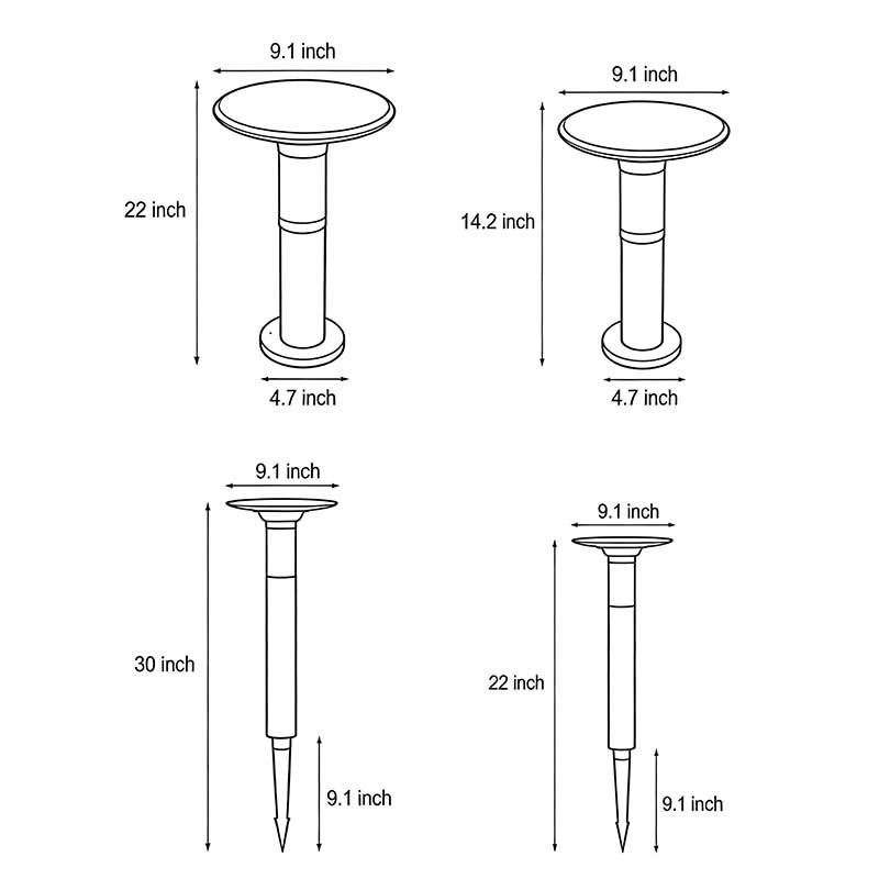 Black Brass Solar Path Lights - Round Top Disc & Bubble Design