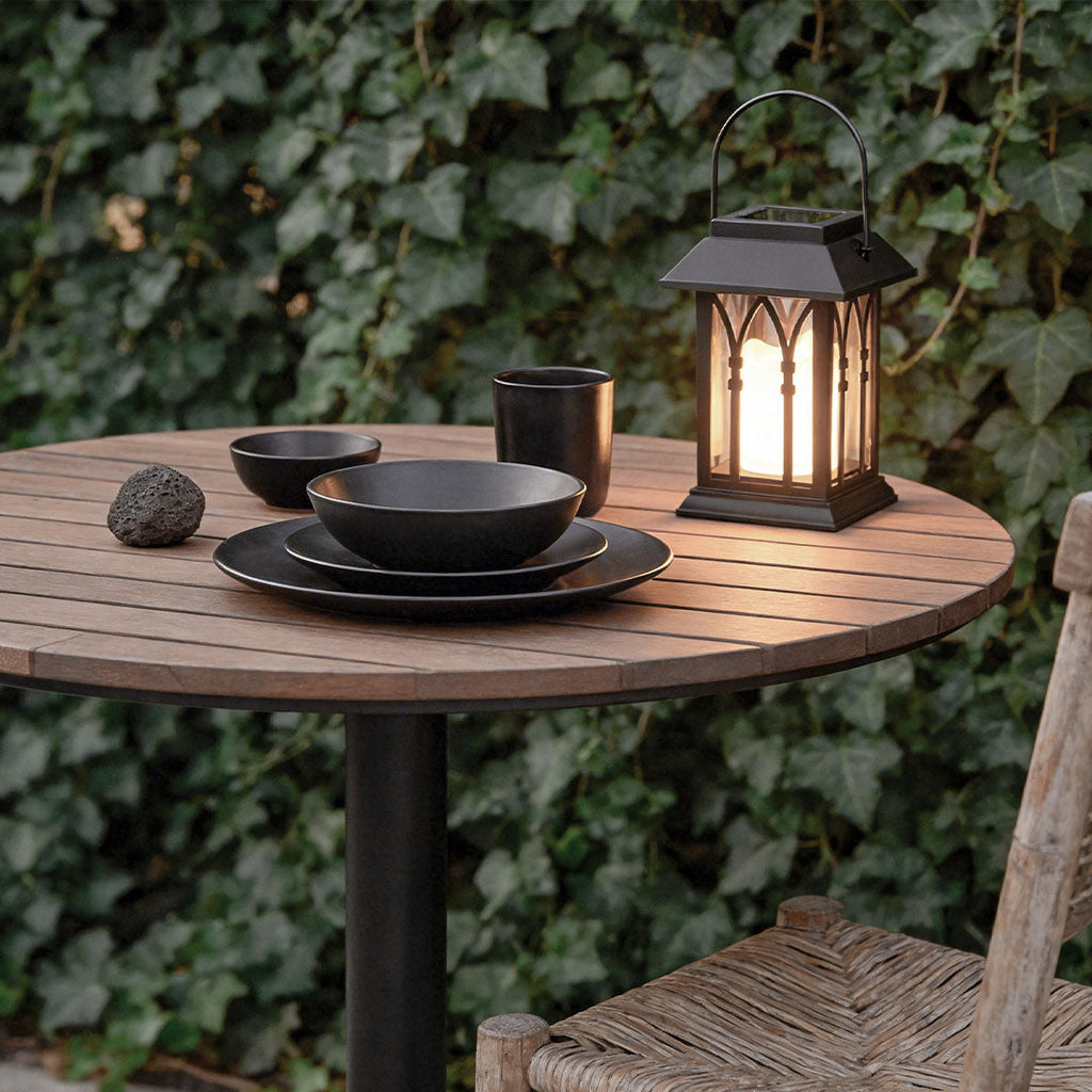Candlestick Lantern Portable LED Solar Outdoor Lamp Black