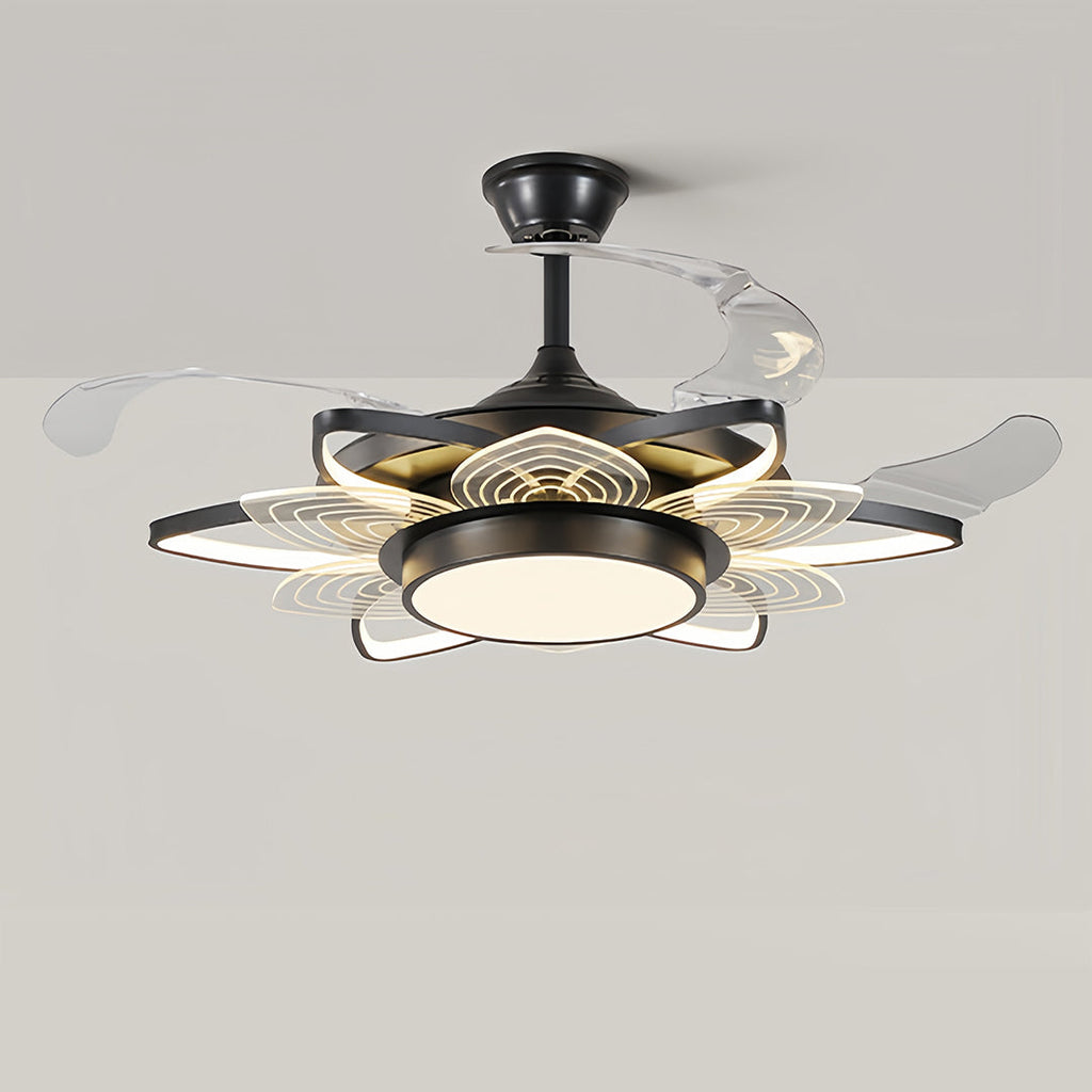 Black Modern Ceiling Fan with Light - Minimalist Iron Design