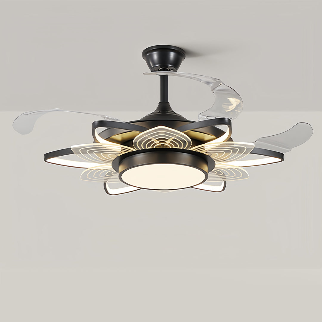Black Modern Ceiling Fan with Light - Minimalist Iron Design