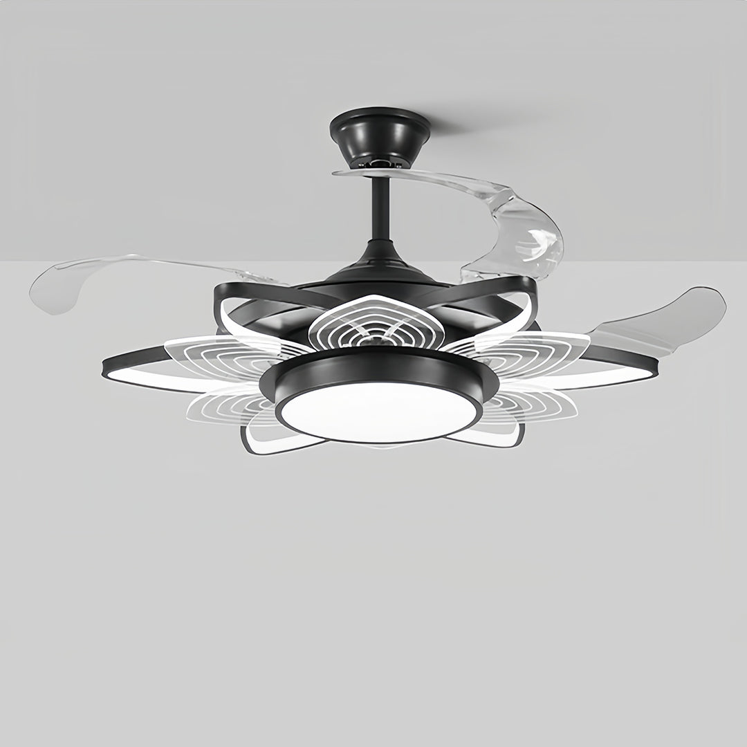 Black Modern Ceiling Fan with Light - Minimalist Iron Design
